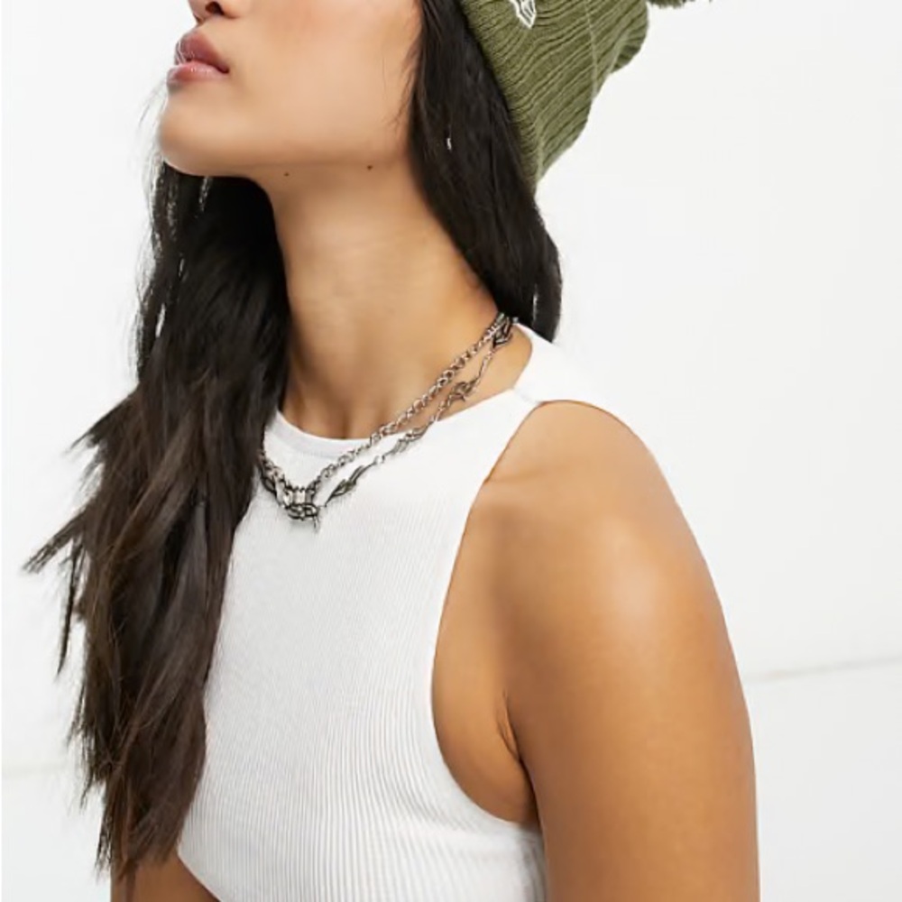 Cotton On high neck crop tank in white